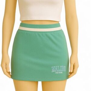 Y2K Forever 21 Malibu Terrycloth Mini Skirt – Green White Preppy Tenniscore